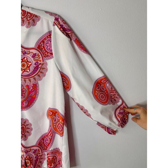 Collection by Cezele Paisley Hot Pink Orange Flowy Top Button Down Small Size S - Picture 11 of 16